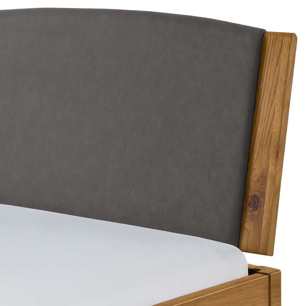 Wildeiche Bett mit Stahlkufen Anthrazit - Sazilo