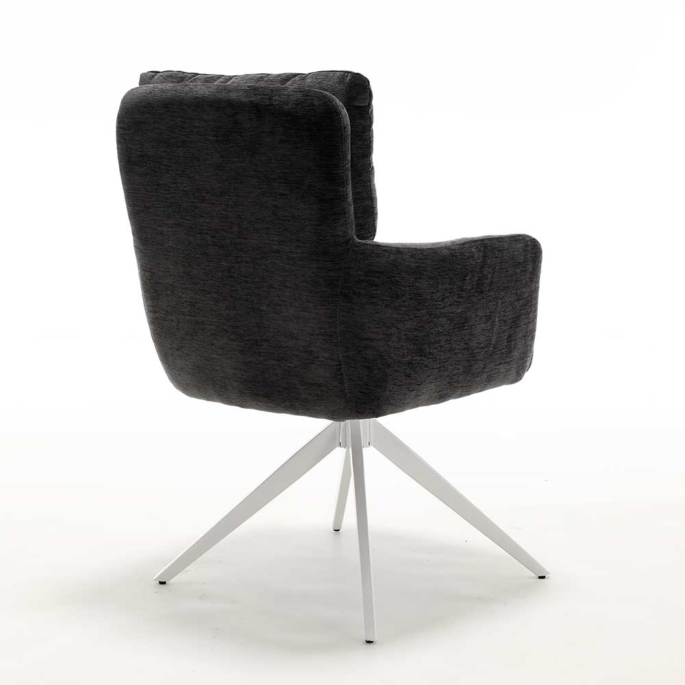 Esszimmerstuhl in Anthrazit Chenille - Contarac (2er Set)