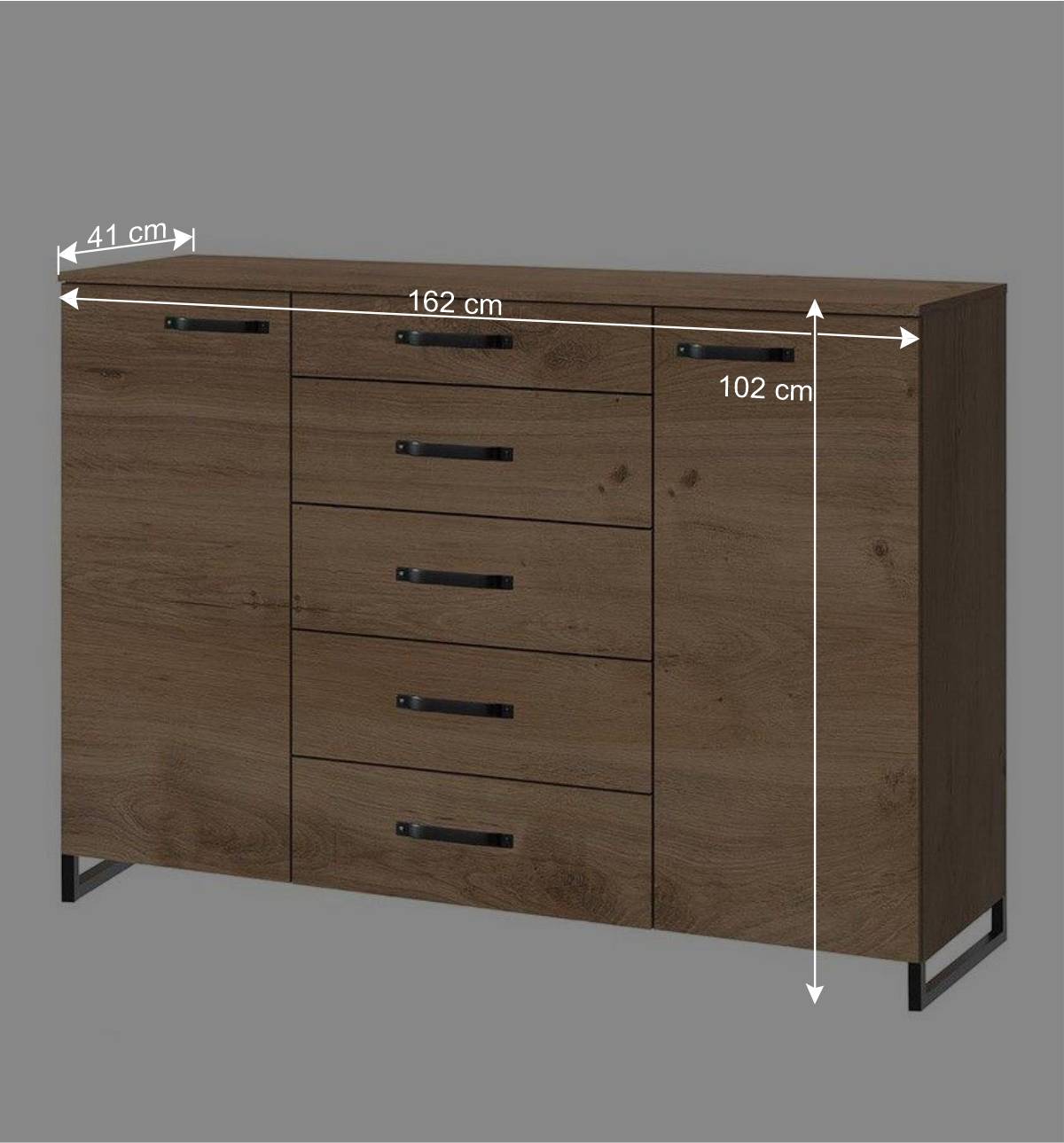 Einrichtung fürs Schlafzimmer Industrial - Bram (fünfteilig)