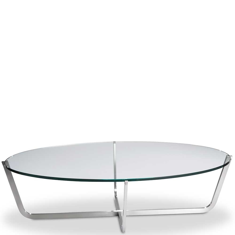 Ovaler Design Couchtisch aus Glas transparent - Bai