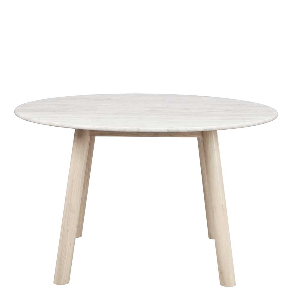 Tisch mit Travertin Steinplatte Beige - Kegadamo