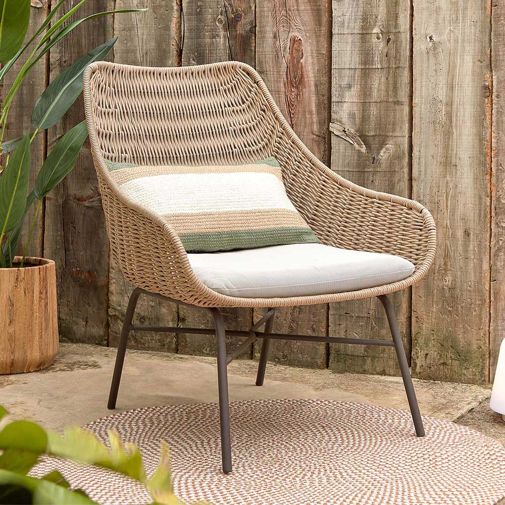 Loungestuhl aus Kordelgeflecht in Beige - Abecra (2er Set)