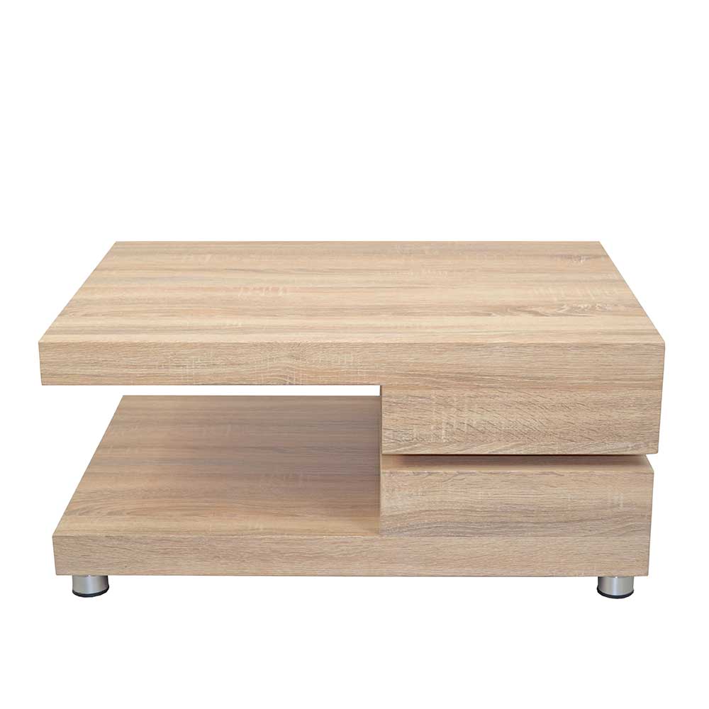 Kompakter Couchtisch in heller Holzoptik mit geschlossener Tischplatte und Stauraum – Seda
