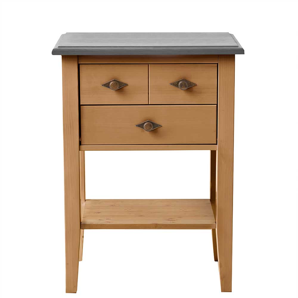 58x79x35 Landhaus Tisch Kommode mit zwei Schubladen - Eshelas