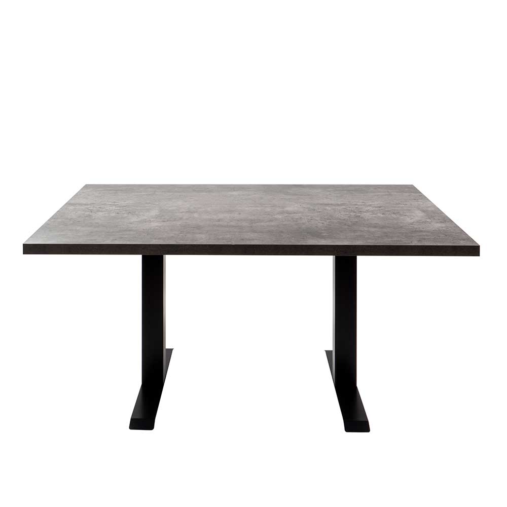 Moderner Esstisch 140x90 mit Betonoptik-Platte und schwarzen Metallbeinen – Rocca