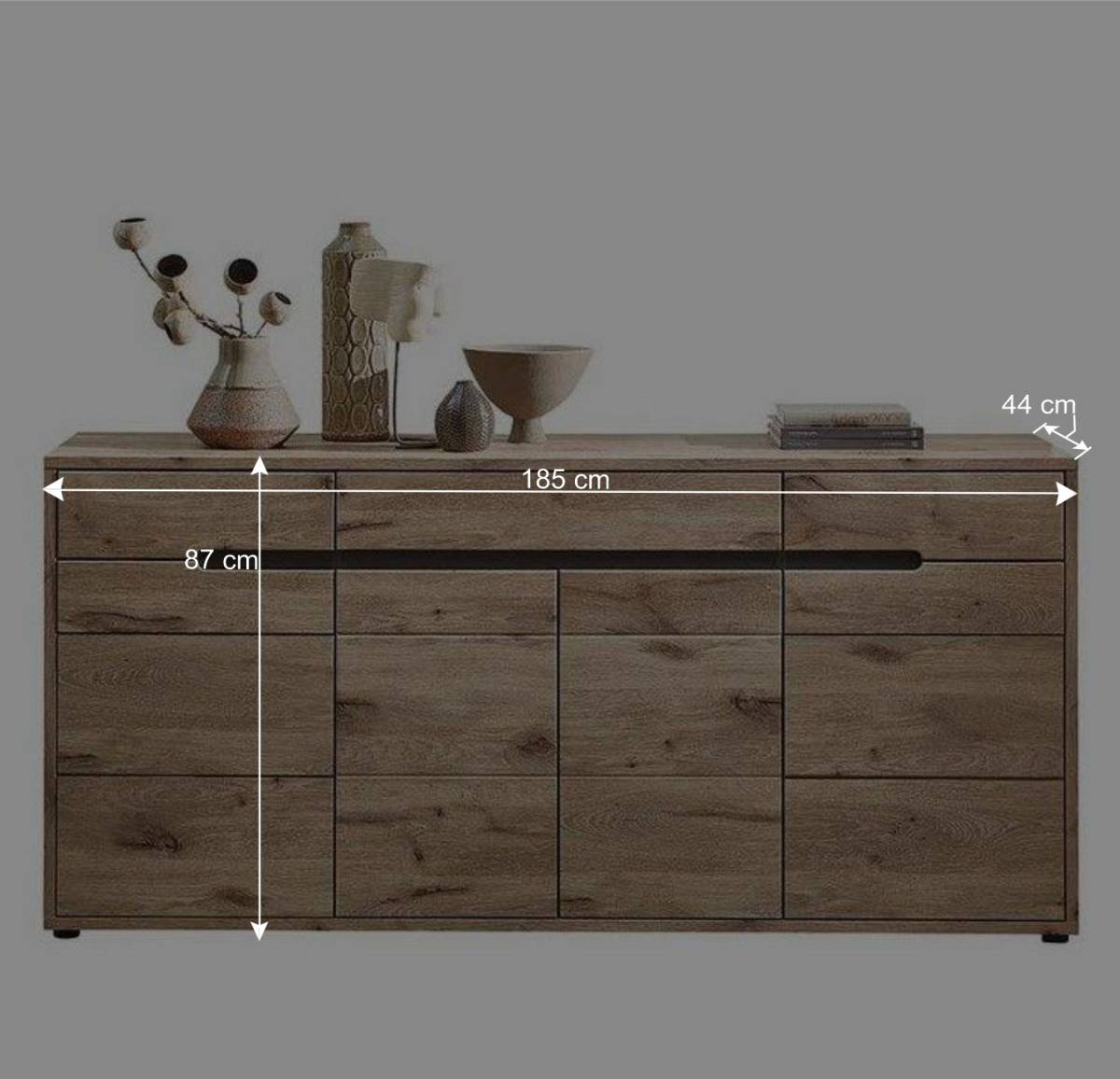 185cm breites Sideboard in Wildeiche Holzdekor - Zelio