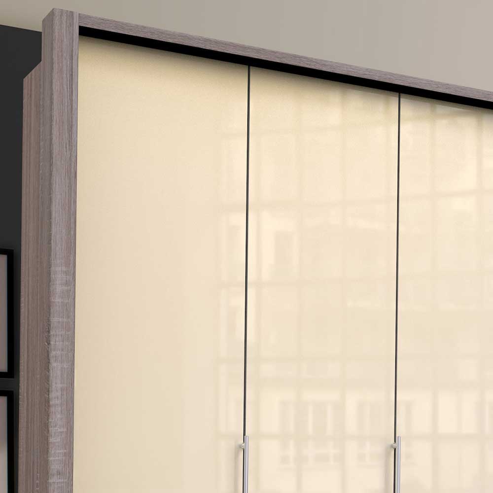 Kombi Kleiderschrank in Creme Glas - Tauron