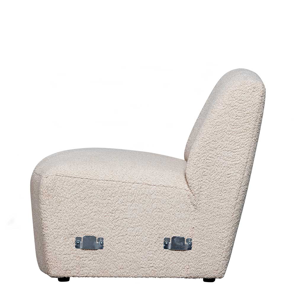 Cremefarbenes Boucle Sofa-Element von der Seite mit sichtbaren Verbindungsstücken – Alexandra