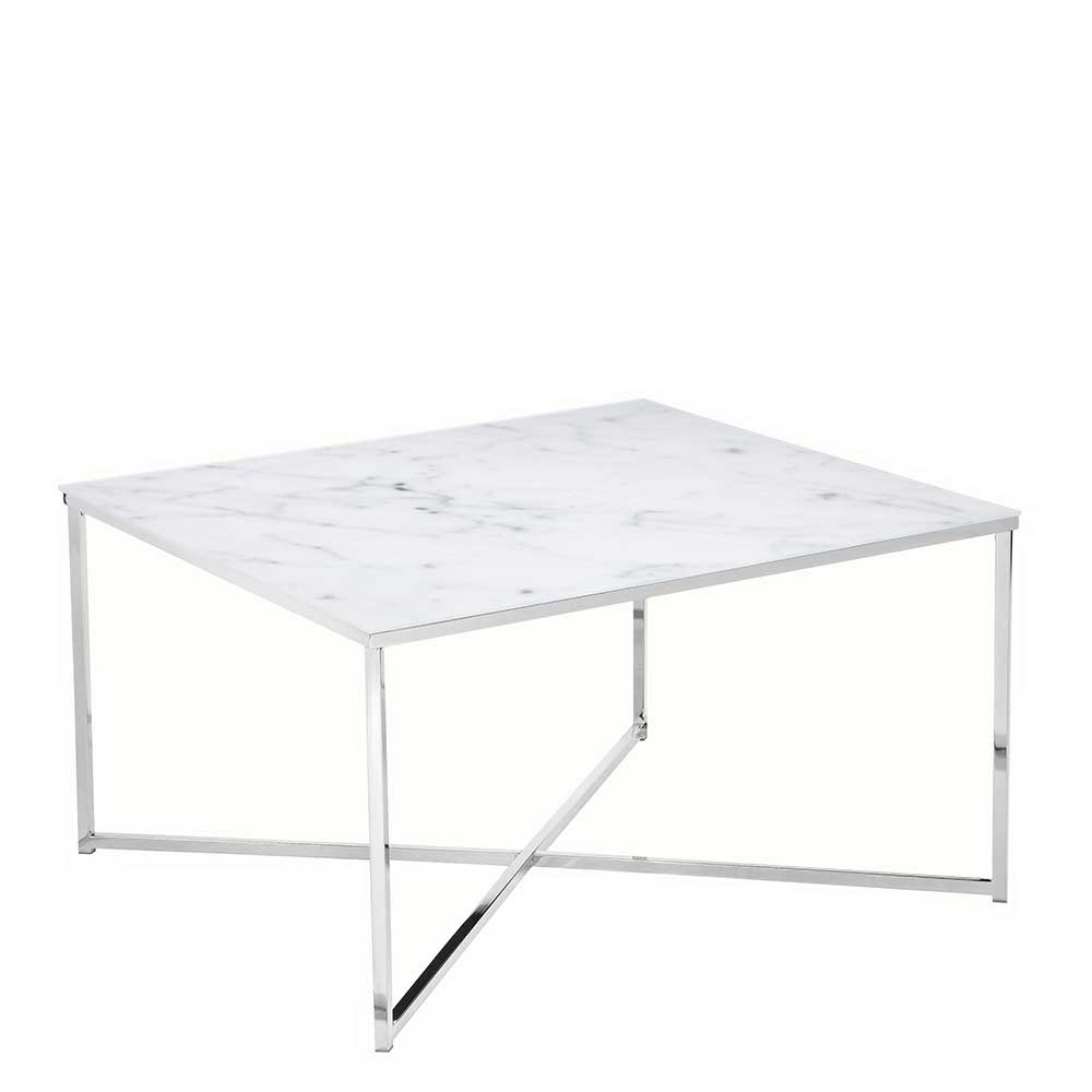 Edler Couchtisch in Marmor & Chrom - Vancerta