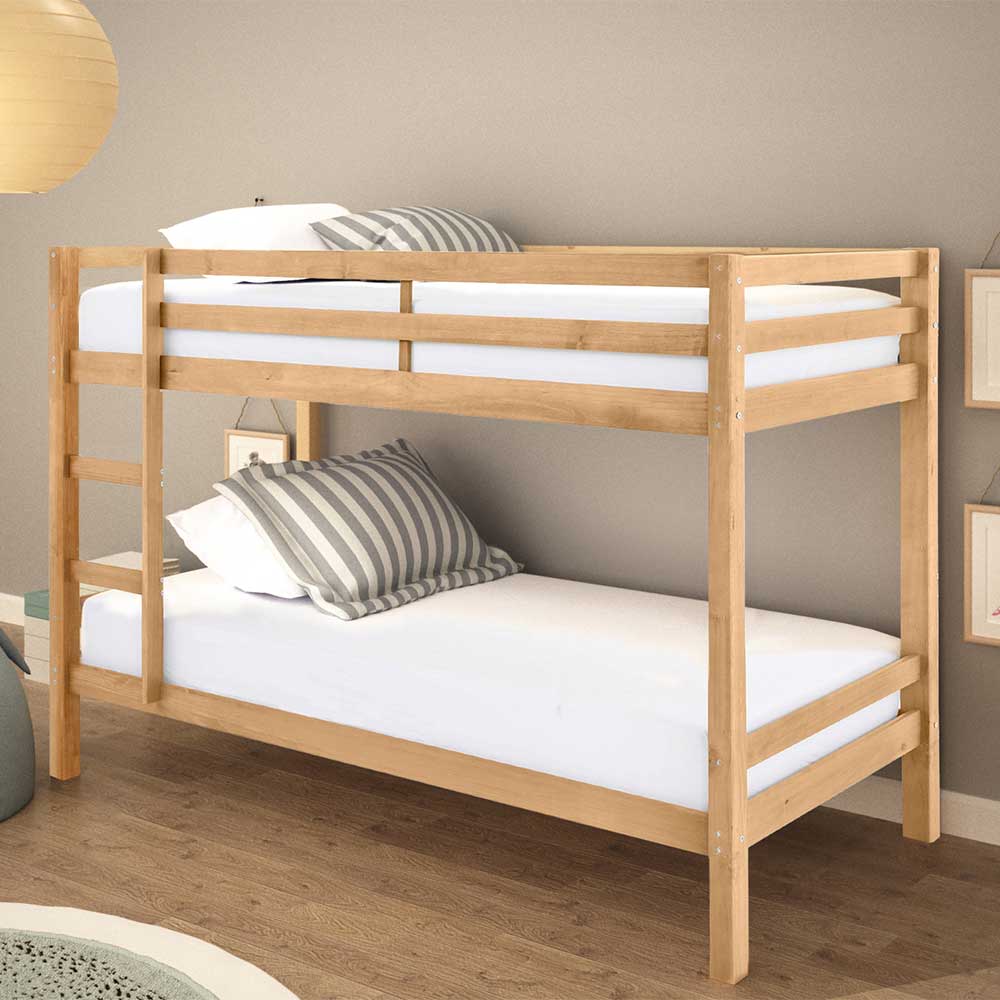 90x200 Kinder Stockbett in Kiefer Natur - Lowes