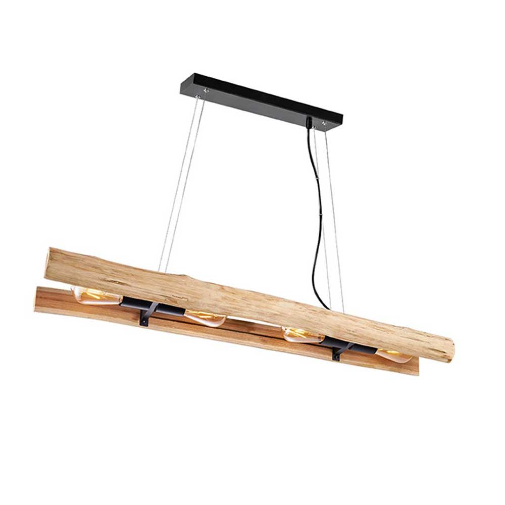4-flammige Pendelleuchte aus Massivholz Natur - Tanky