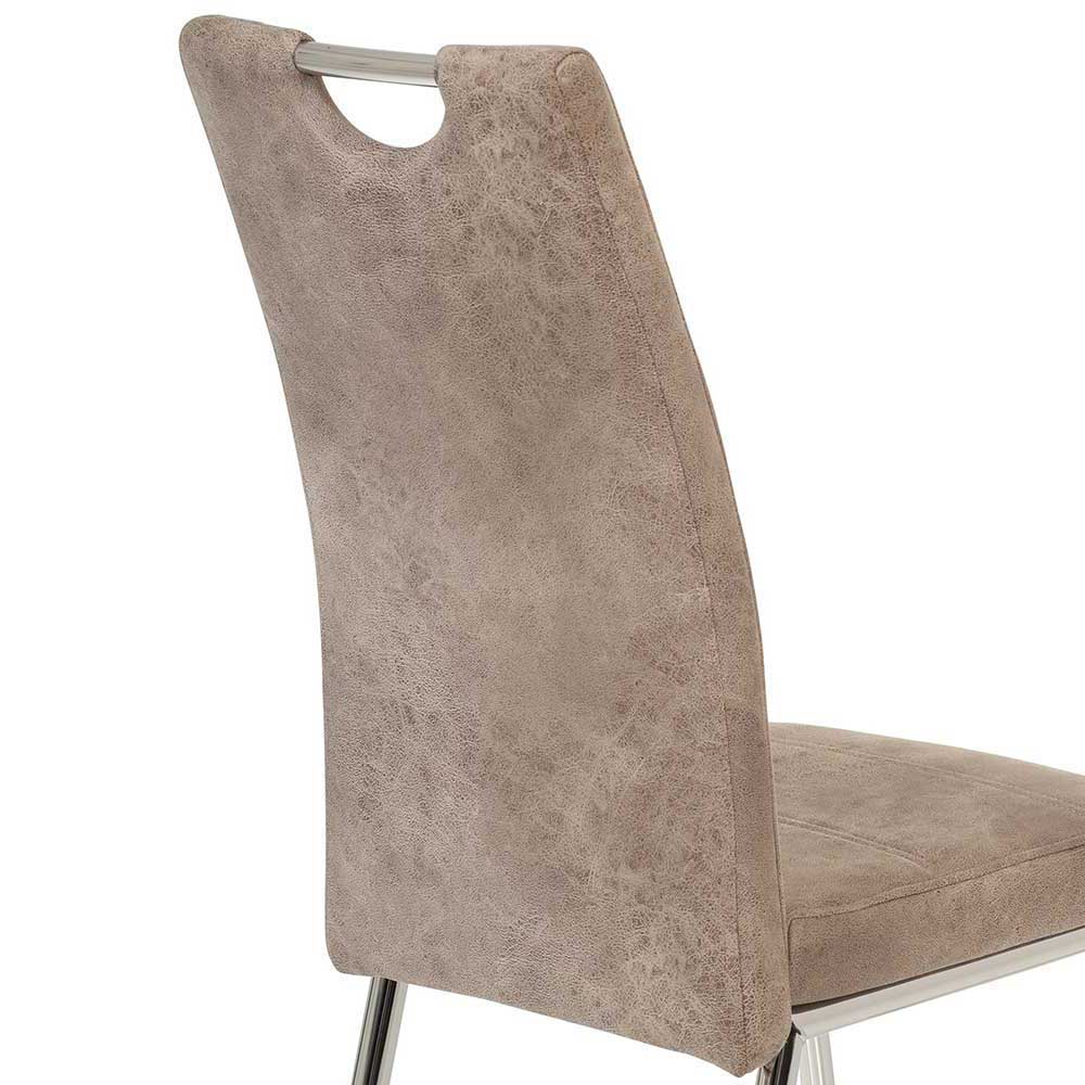 Esstisch Stühle in Beige Microfaser - Fiona (Set)