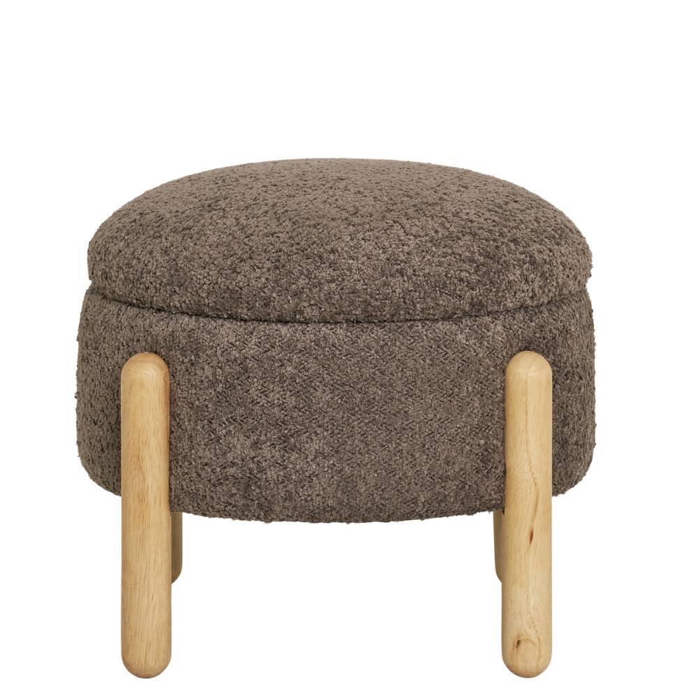 Polsterhocker mit Truhe in Braun Boucle - Pasterra