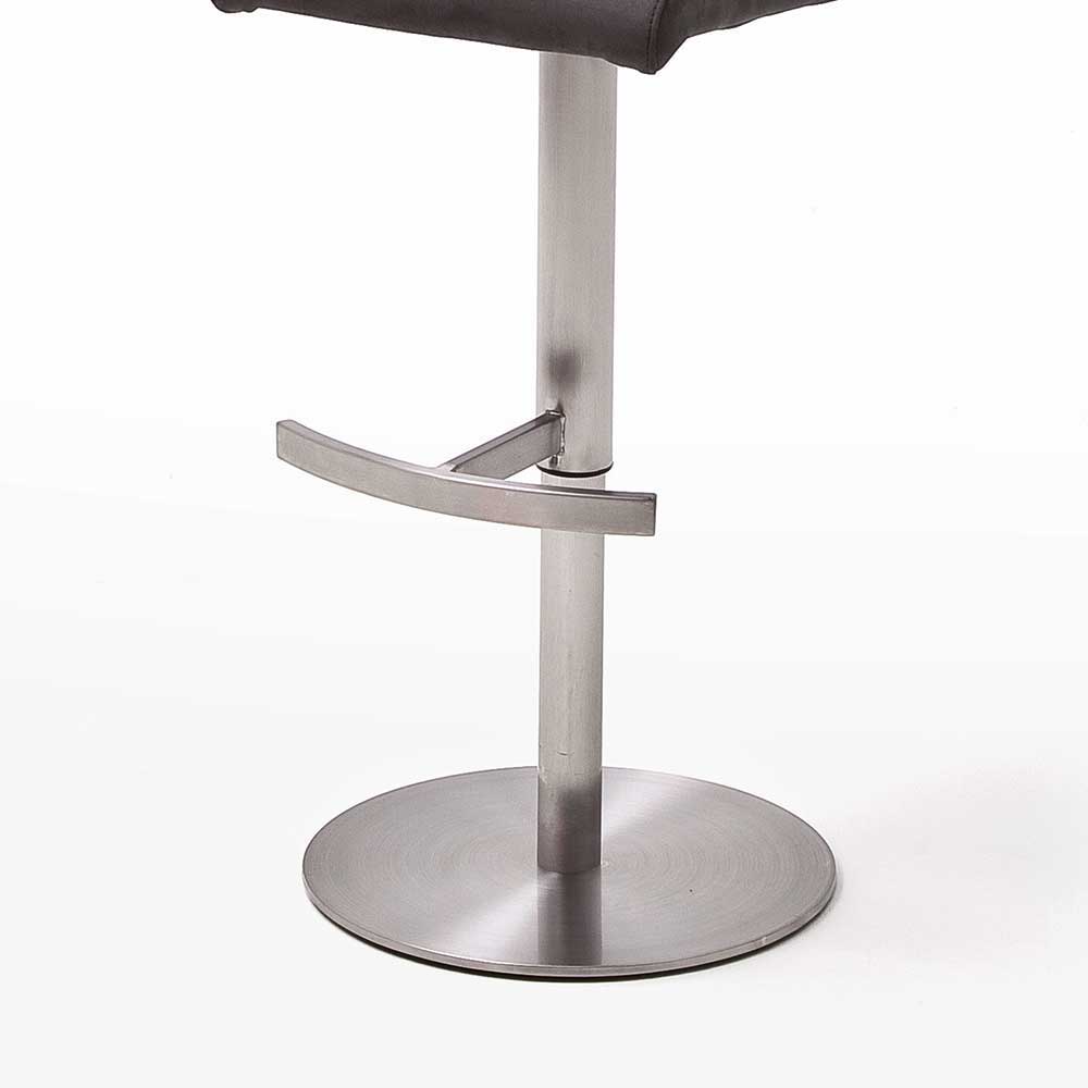 Kunstleder Barhocker mit Lehne in Grau Venkom drehbar