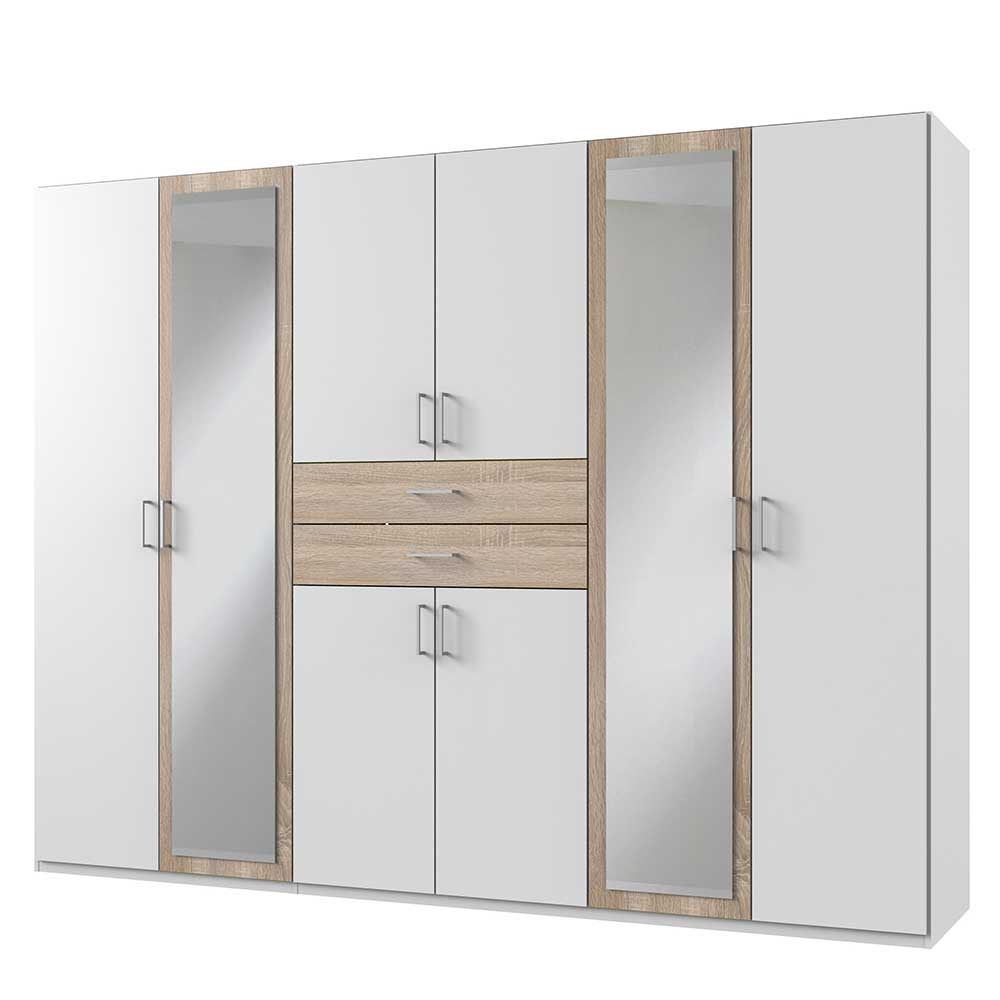 Kleiderschrank in Eiche Sägerau NB & Weiß - Veladrano