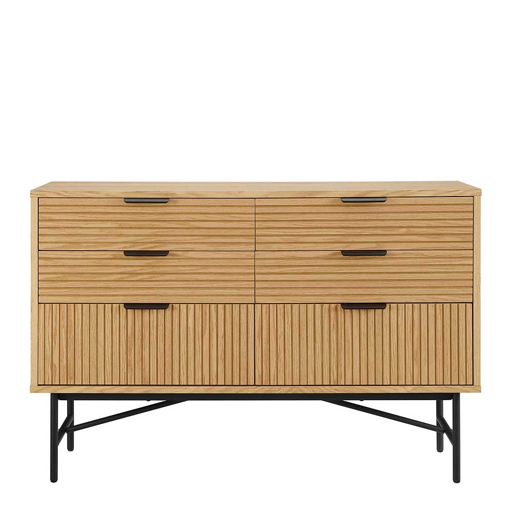 120x80x40 Skandi Kommode in Eiche und Schwarz - Piassona
