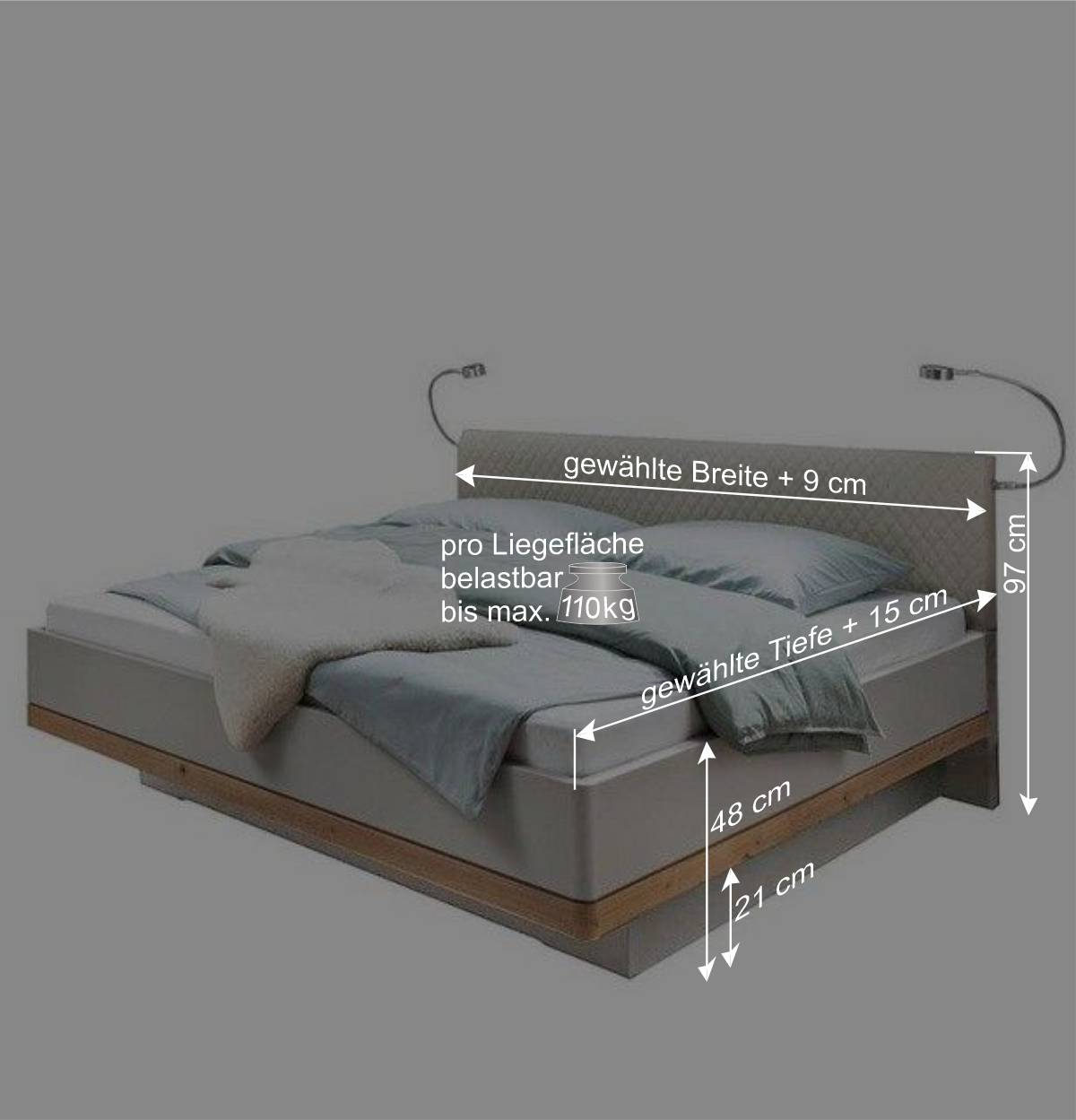 Kunstleder Design Bett mit Licht am Kopfteil - Crascanu
