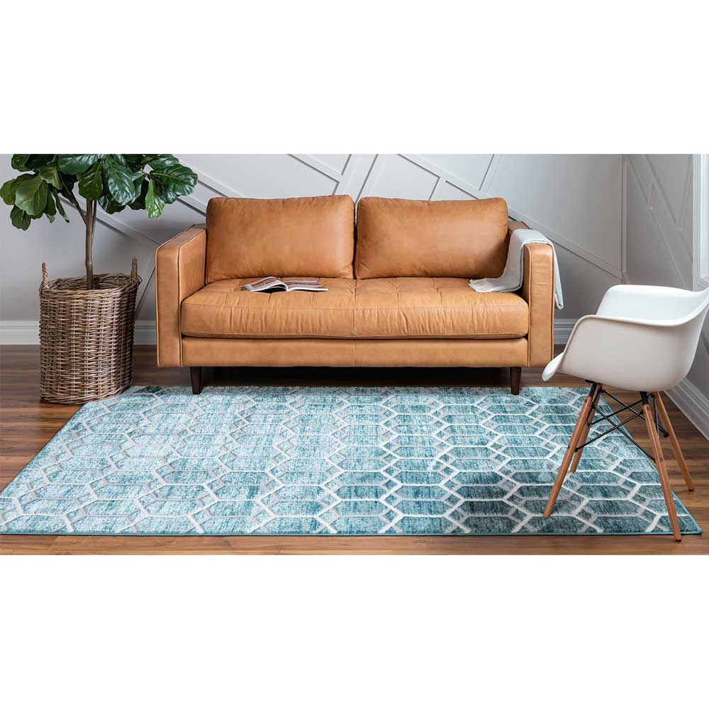Geometrisch gemusterter Teppich mit Kurzflor - Calencio