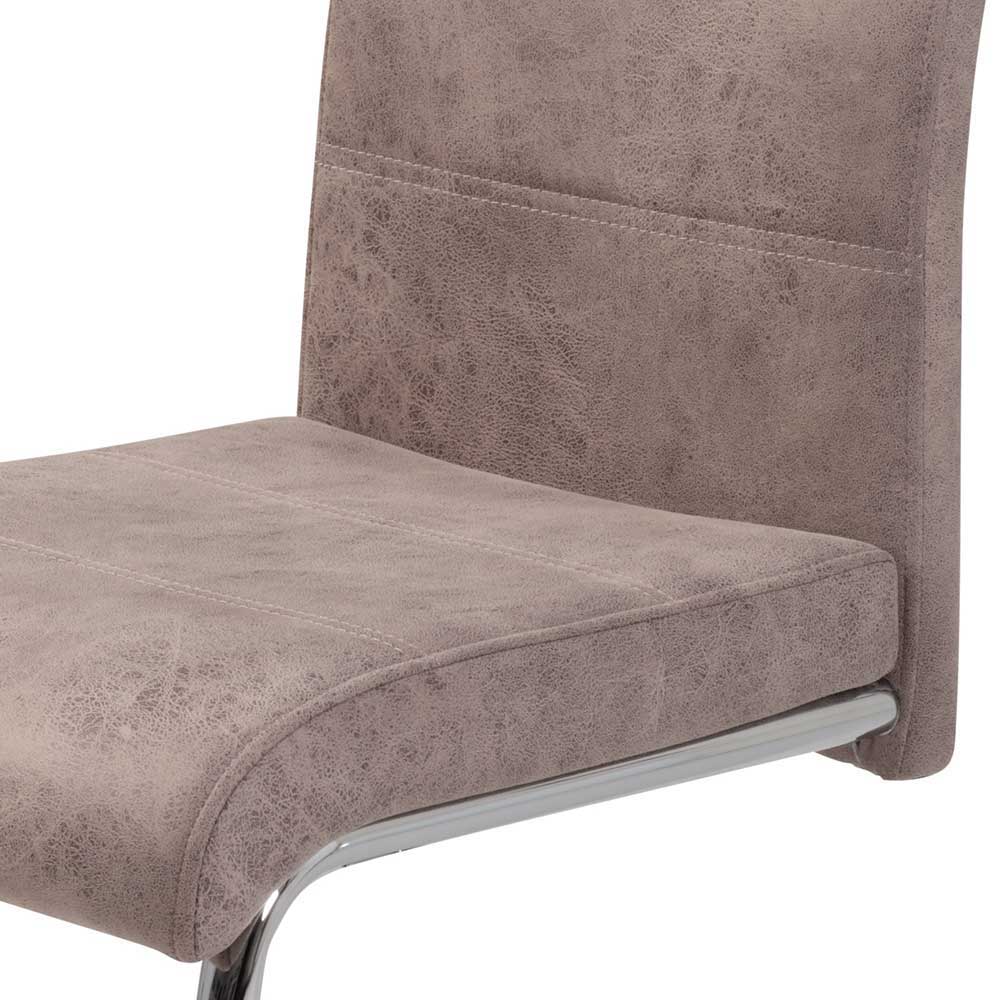 Moderner Schwingstuhl in Beige - Olivia (2er Set)