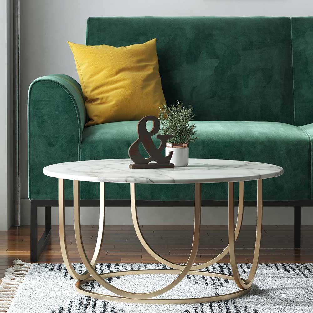 Design-Couchtisch im Marmor Look mit Ringgestell - Molisea