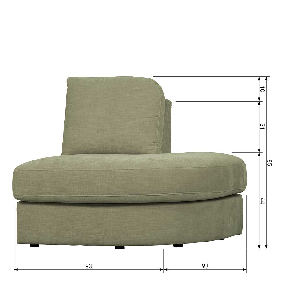 Couch Abschlussmodul mit Rundung rechts - Perconia