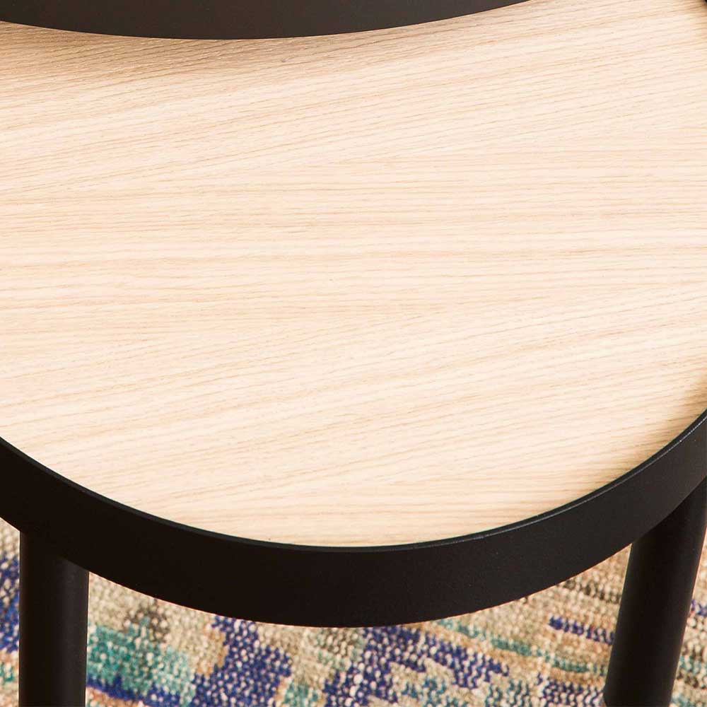 Runder Design-Beistelltisch in Natur & Schwarz - Orthos