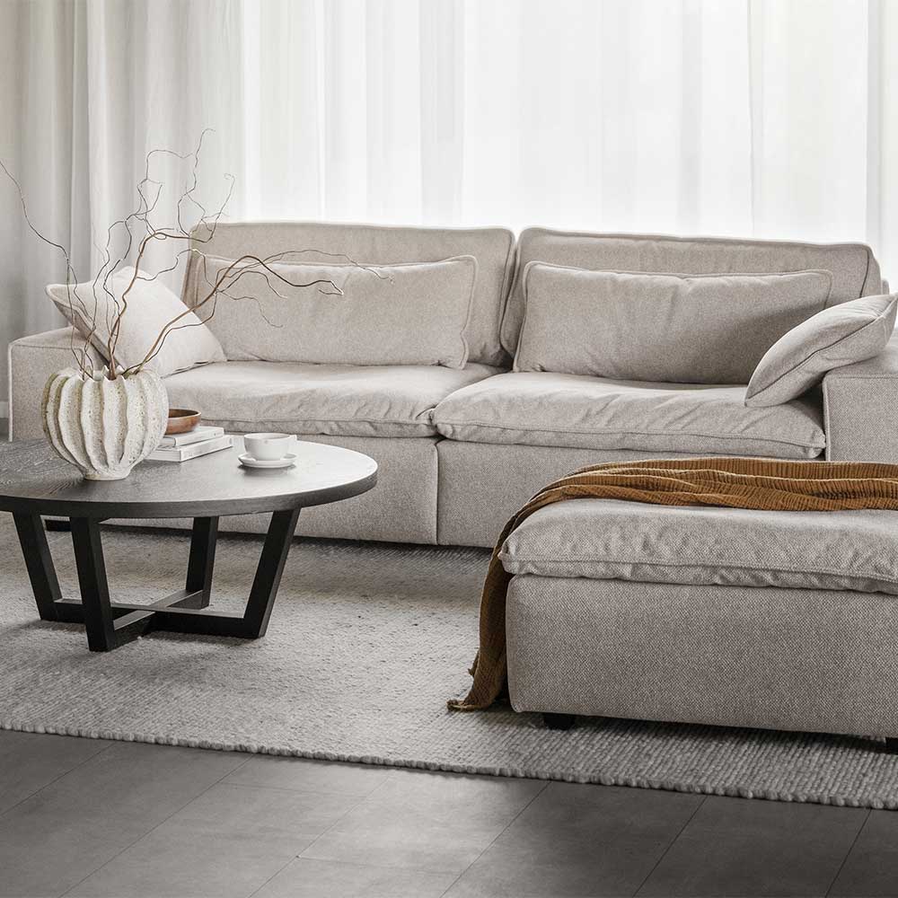 XL Dreisitzer Sofa in Beige Webstoff - Praia