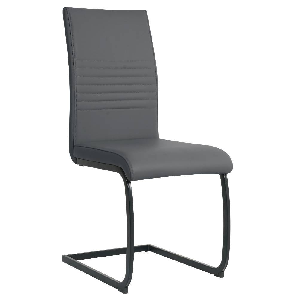 Freischwinger Stuhl in Grau Kunstleder - Fabijola (2er Set)