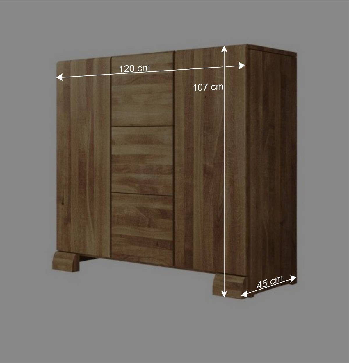 Wildeiche Sideboard Vaskov massiv geölt