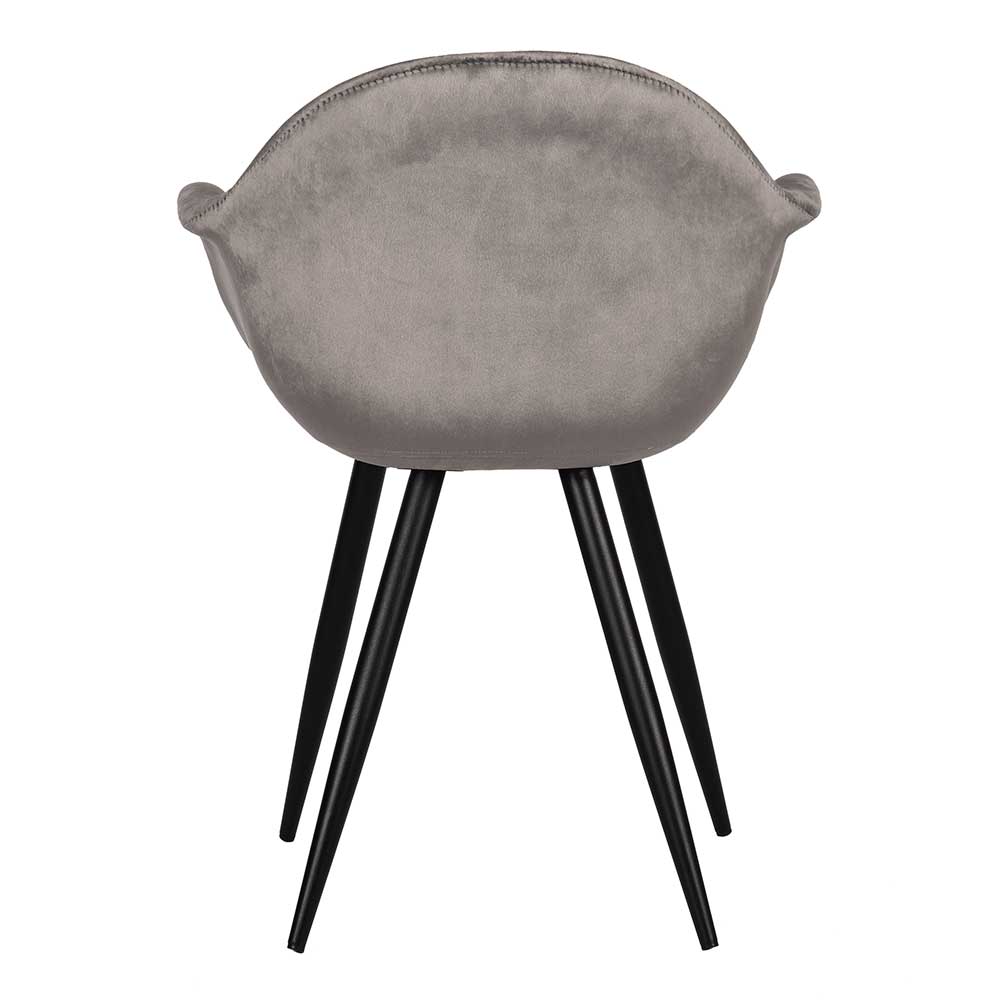 Eleganter Schalenstuhl mit Armlehnen aus Samt Grau - Scijara (2er Set)