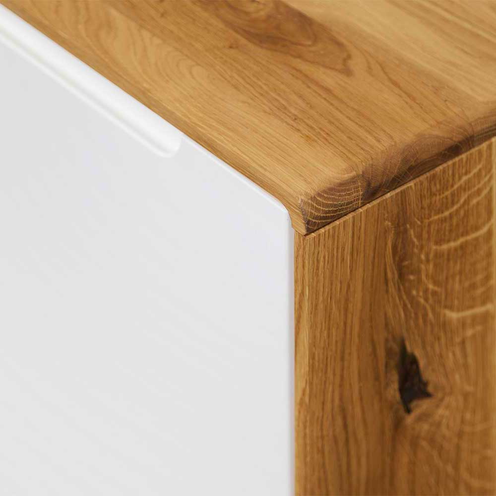 220 cm langes TV Lowboard in Wildeiche mit Weiß - Diesta I