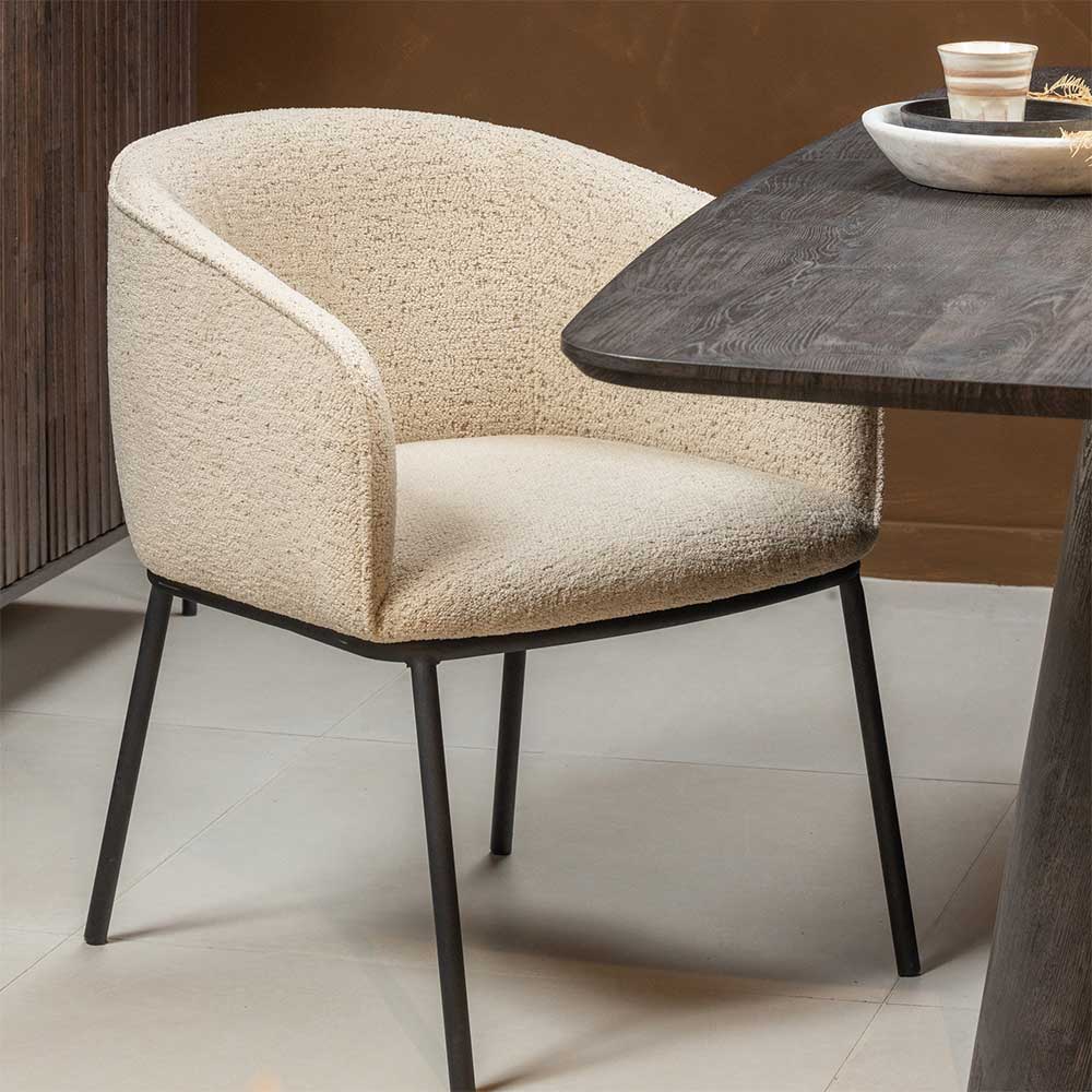 Esstisch Sessel in Beigegrau Boucle - Ayfina