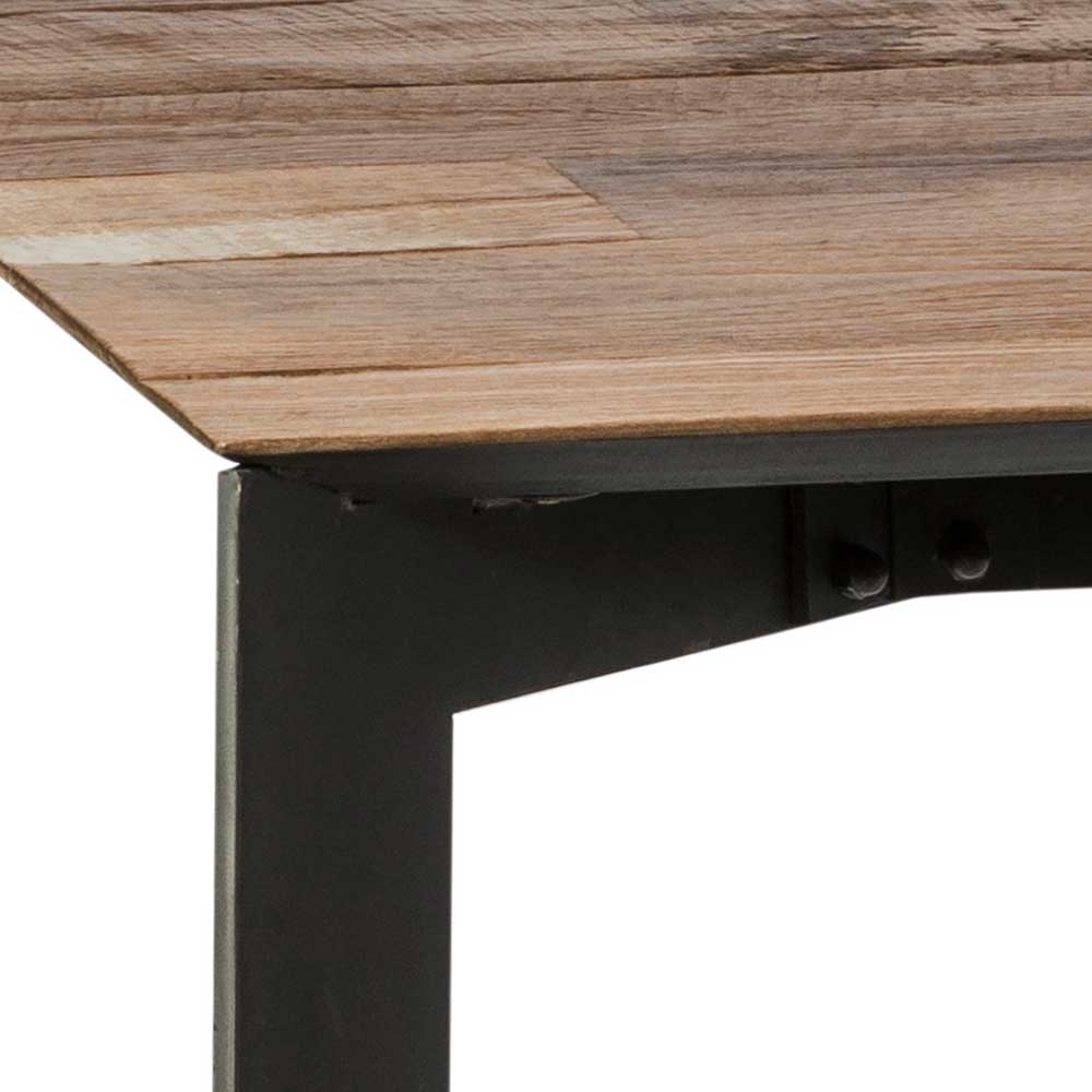 Teakholz Tisch mit Stahl Gestell Schwarz - Hariesca