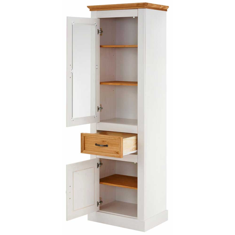 55x180x38 Vitrinenschrank im Landhaus Look - Alexandra