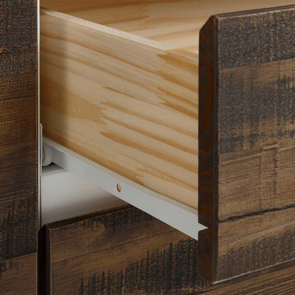 100x120x35 Highboard in Weiß & Kiefer dunkel - Chihu