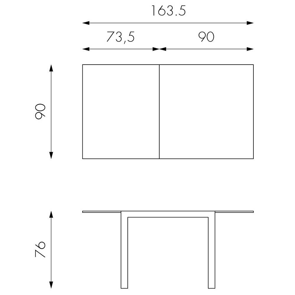 Glas Esstisch Culau in Weiß