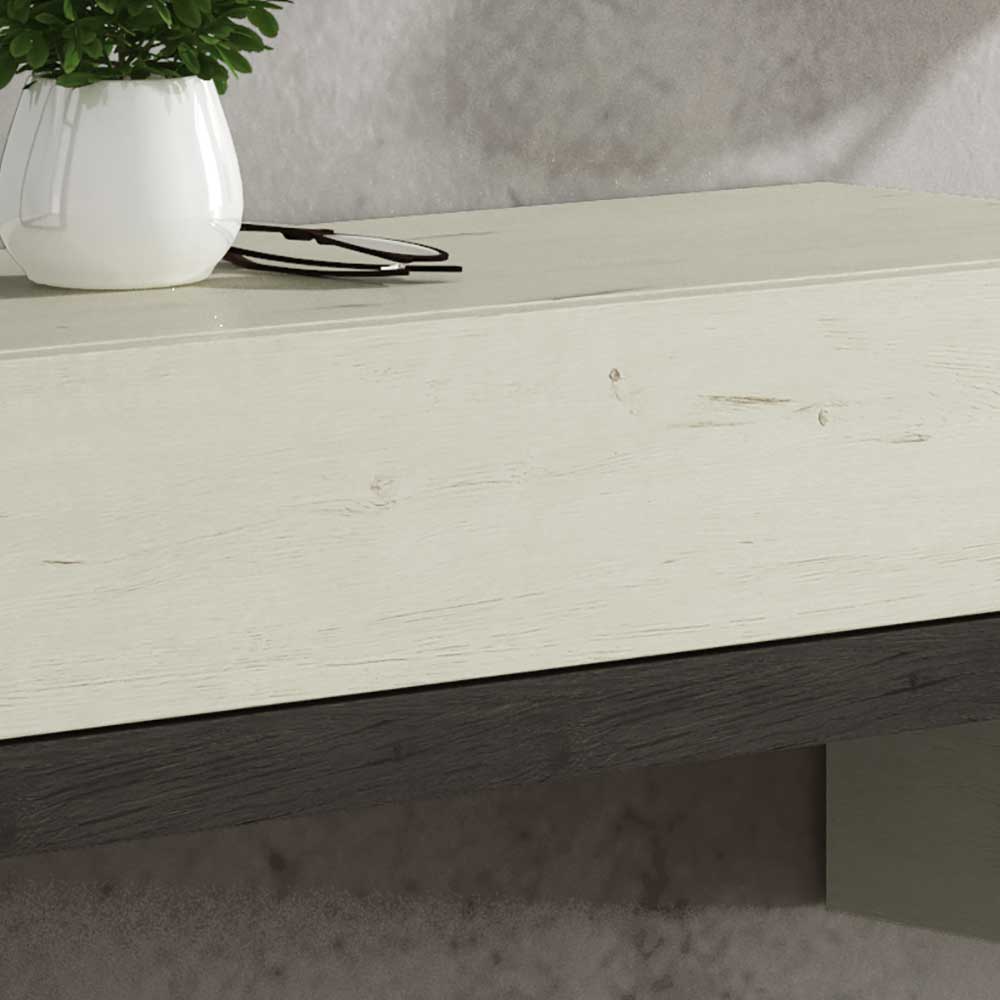 Wandkonsole in moderner heller Holzoptik mit dunklem Unterbau als stilvolles Flurmöbel – Ezema