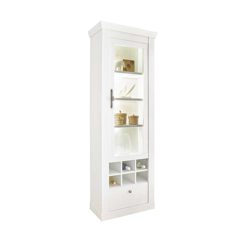 TV Anbauwand Set in weißer Holzoptik Pinie - Liancos (vierteilig)
