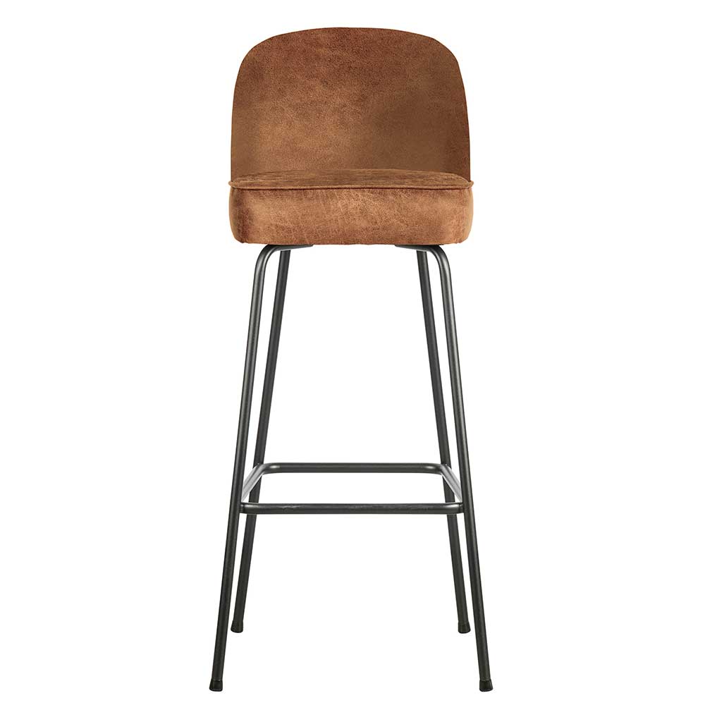 Retro Recyclingleder Barstuhl in Cognac Braun - Loritanav