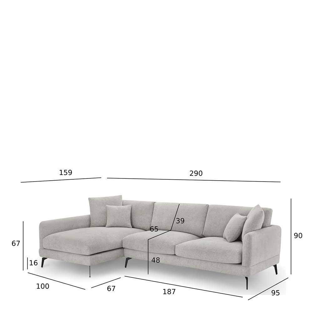 L-Design Dreisitzer Sofa in Hellgrau - Gozoa
