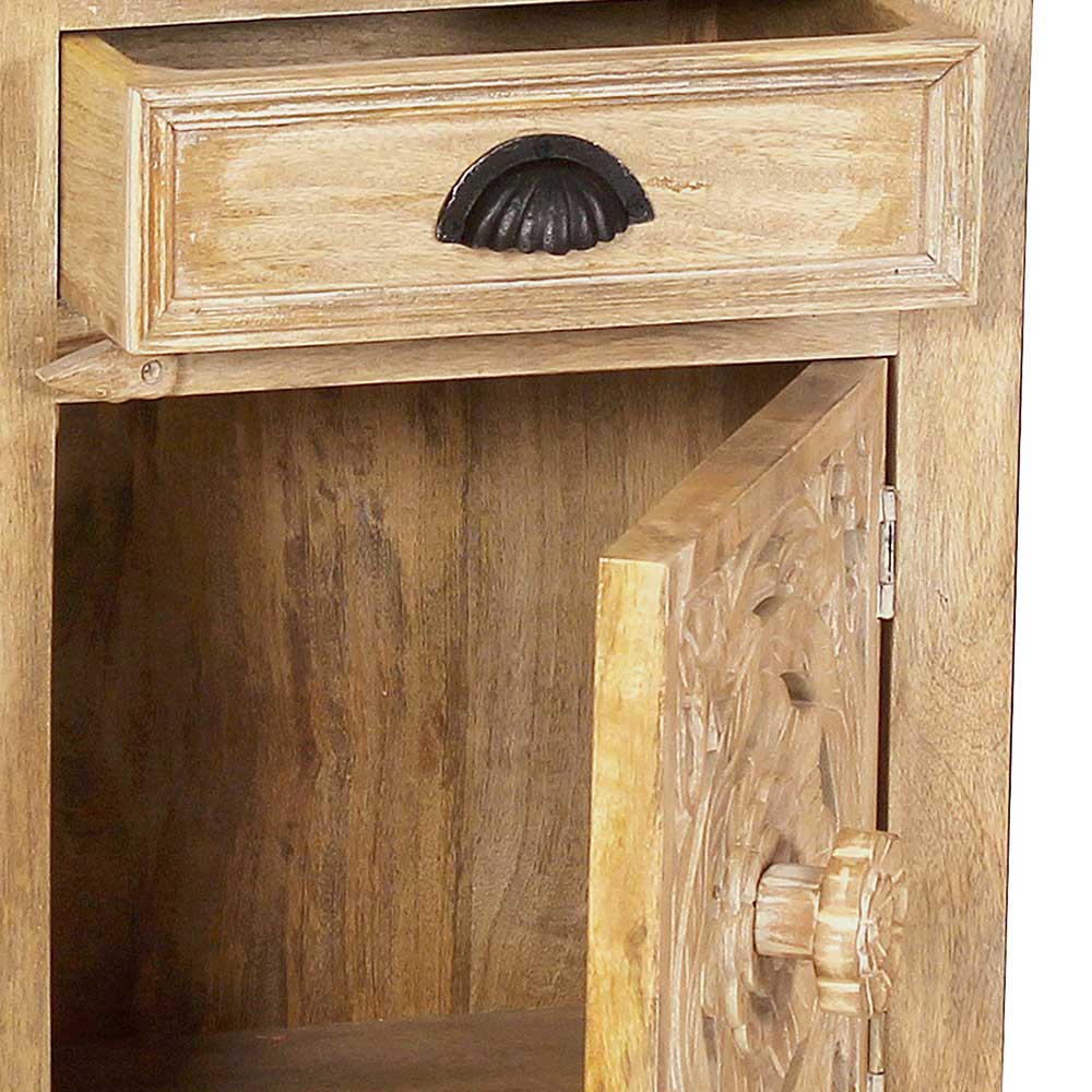 Massivholz Bad Unterschrank in Sandfarben - Runiasa
