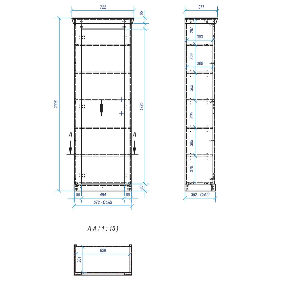 Country Style Garderobenschrank 1-türig - Nedita
