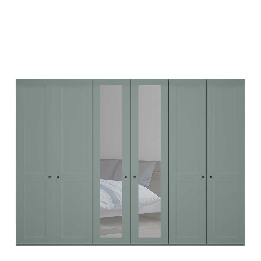 6-türiger Landhaus-Kleiderschrank in Graugrün - Rajavo