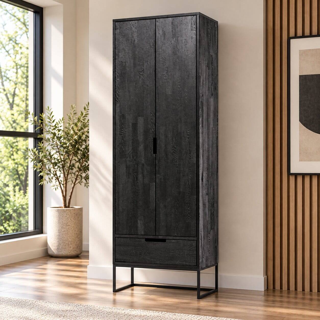 Massivholz Schrank in Schwarz - Almery