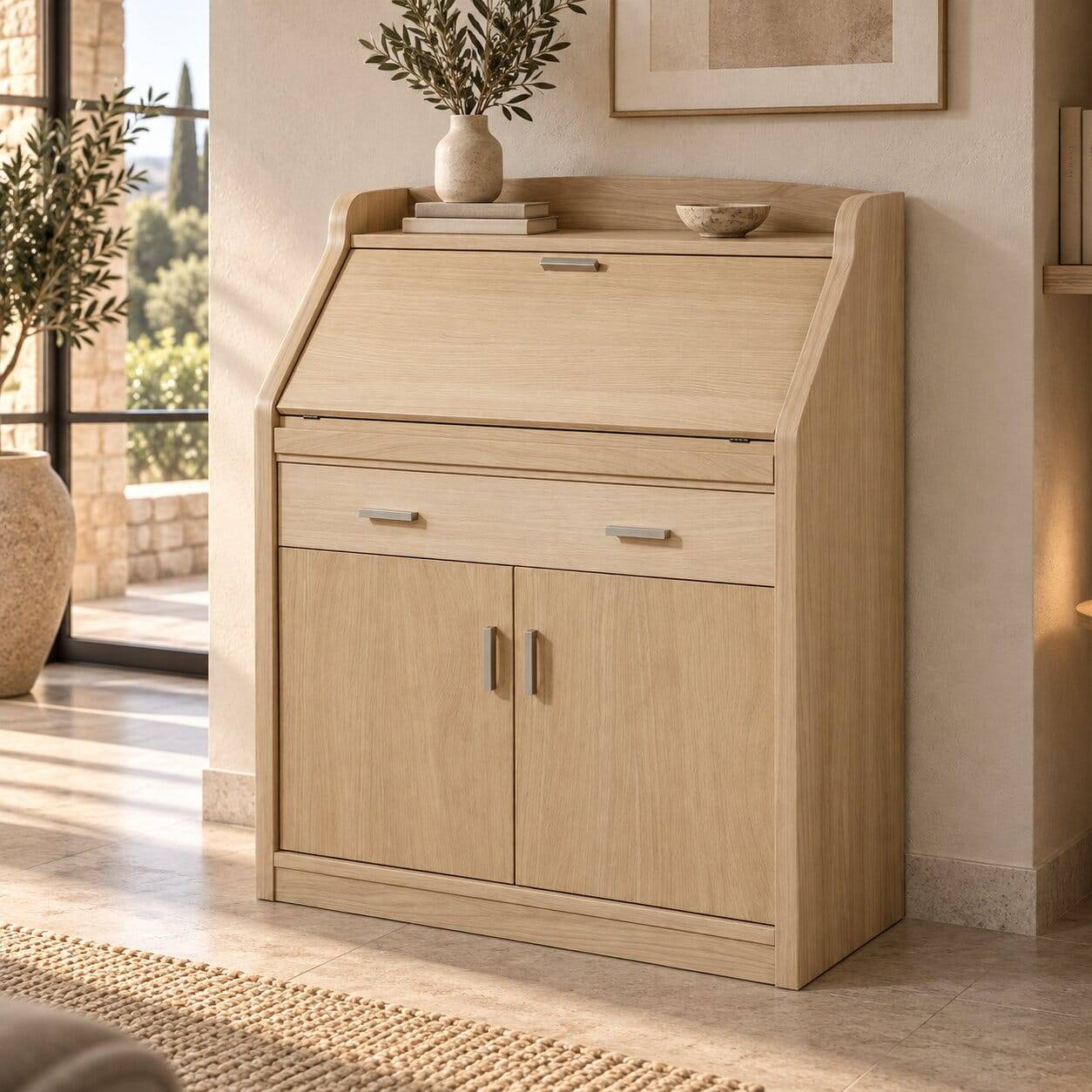 Moderner Schreibschrank mit Furnier Eiche - Twinn
