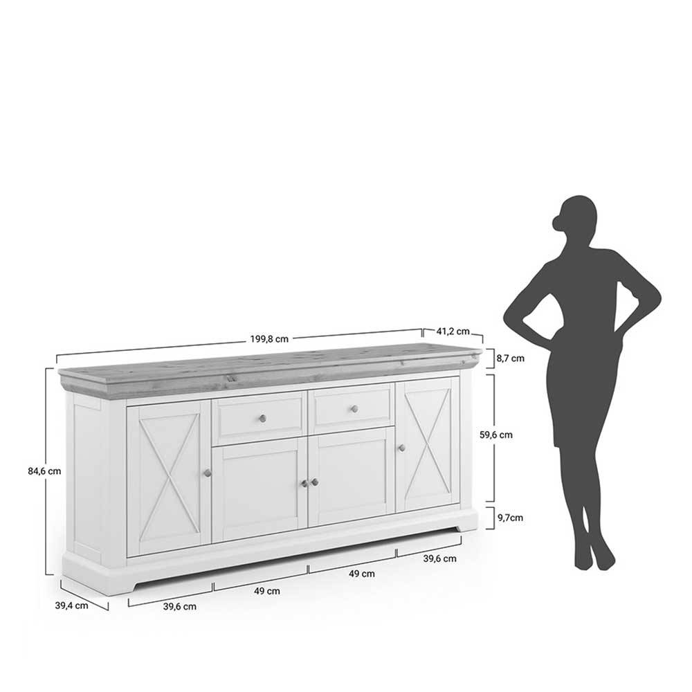 Landhaus Anrichte Maße und Abmessungen für die Planung im Wohnzimmer – Zalya
