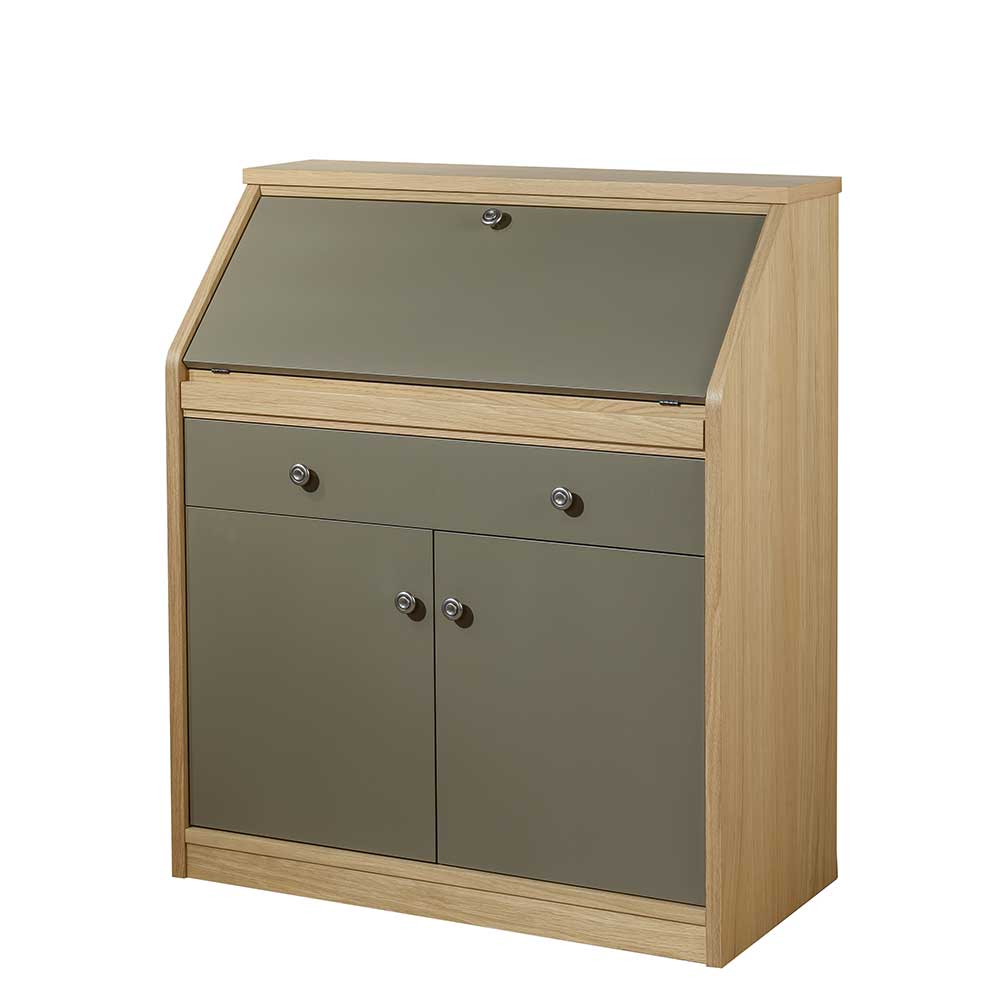 Hochwertiger Schreibschrank in Beigegrau & Eiche - Liaria