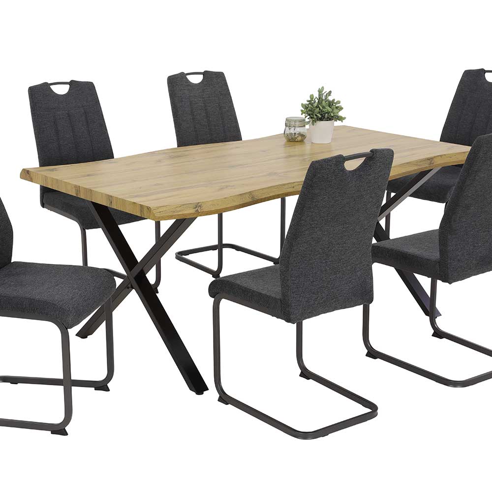 X-Fuß Esszimmertisch mit Naturkanten Optik - Jainey