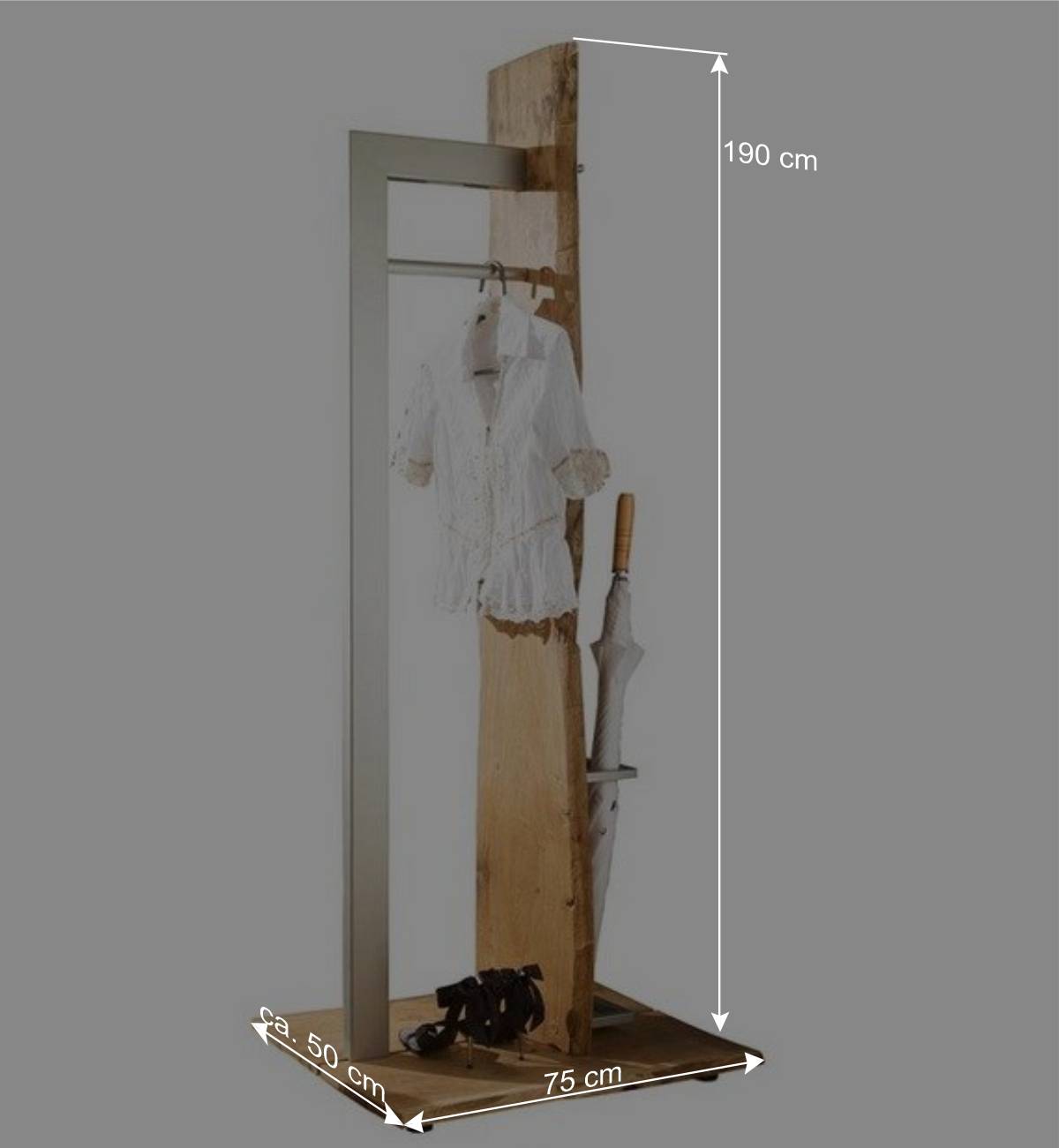 Design Standgarderobe aus Metall & Eiche - Avidora