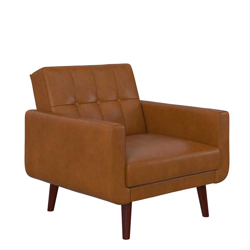 Brauner Sessel im Retro Look mit verstellbarer Rückenlehne und bequemer Polsterung – Barack